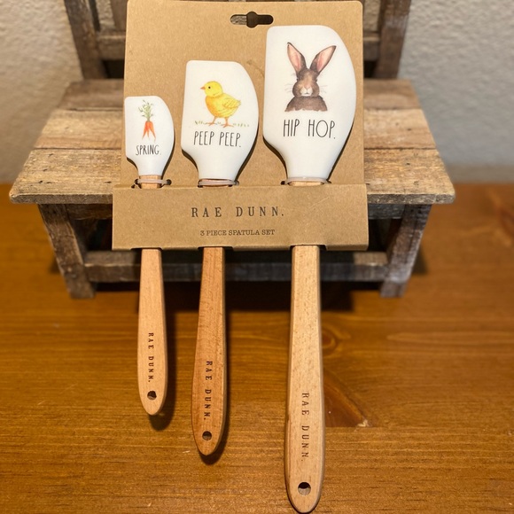 Rae Dunn Easter Spatulas, Spring Silicone Spatulas With Wooden Handles Set Of 3 - Picture 11 of 15